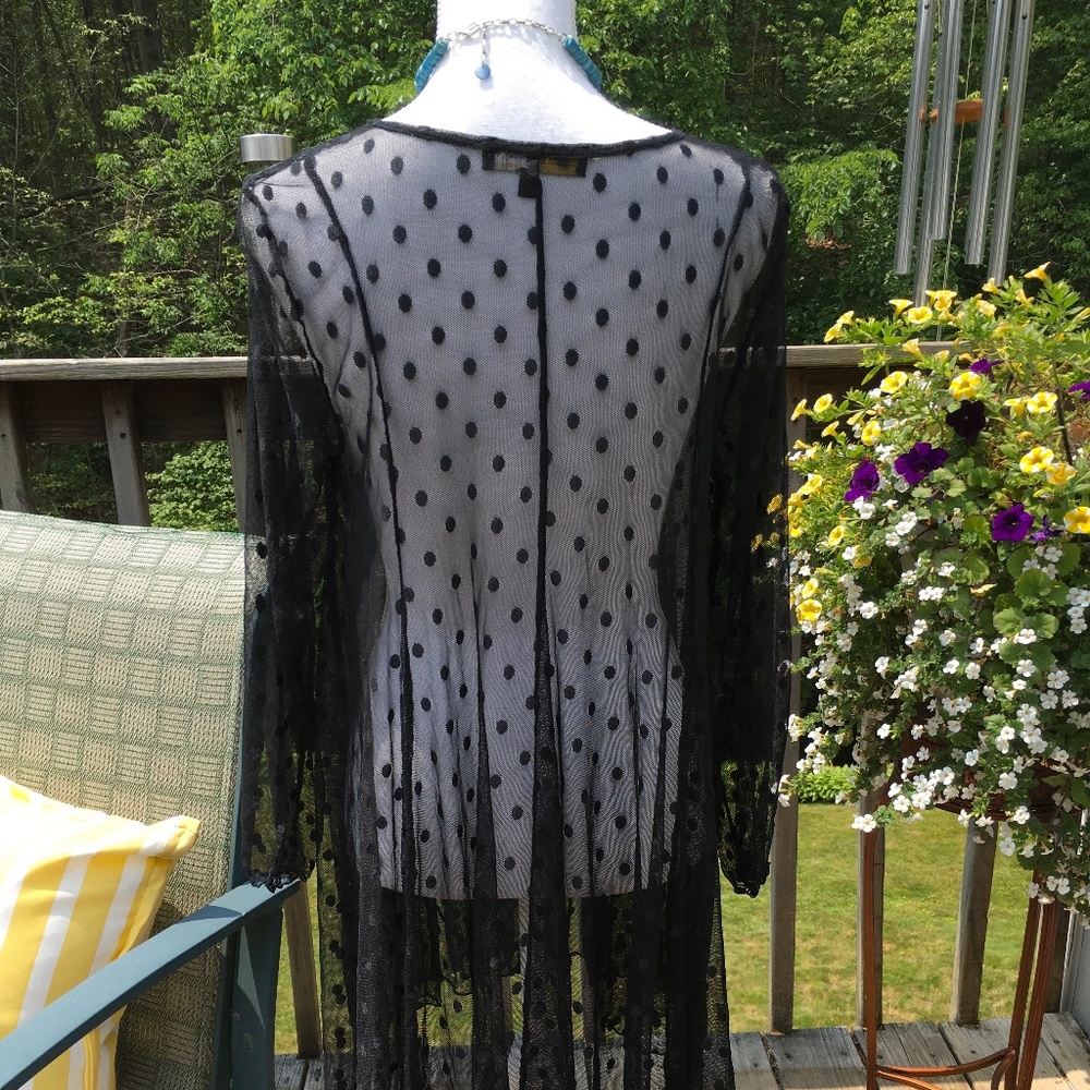 Liv by Habitat size M black sheer polka dot cover up or dress - Picture 2 of 5